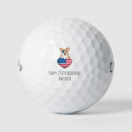 Gelukkige 250e verjaardag Amerika Corgi Patriottis Golfballen