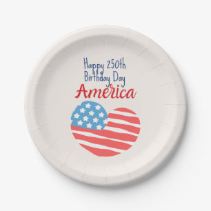 Gelukkige 250e verjaardag Amerika, Vlag Hart 1776- Papieren Bordje