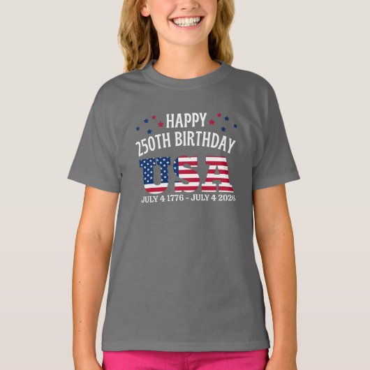 Gelukkige 250e verjaardag VS T-shirt (Voorkant)