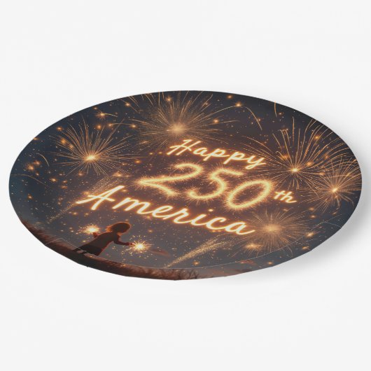 Gelukkige 250ste verjaardag Amerika in vuurwerk Papieren Bordje (Gekanteld)