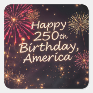 Gelukkige 250ste verjaardag Amerika met vuurwerk Vierkante Sticker