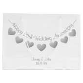 Gelukkige 25e Huwelijk Jubileum Zilveren harten Groot Cadeauzakje (Achterkant)