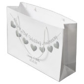 Gelukkige 25e Huwelijk Jubileum Zilveren harten Groot Cadeauzakje (Achterkant Gekanteld)