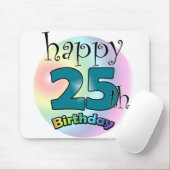 Gelukkige 25e verjaardag (blauw) muismat (Met muis)