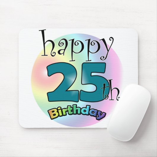 Gelukkige 25e verjaardag (blauw) muismat (Met muis)