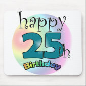 Gelukkige 25e verjaardag (blauw) muismat (Voorkant)