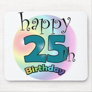 Gelukkige 25e verjaardag (blauw) muismat