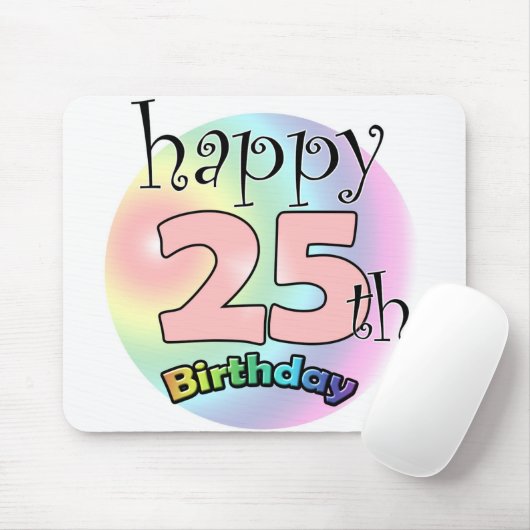 Gelukkige 25e verjaardag (roze) muismat (Met muis)