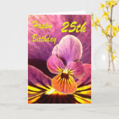Gelukkige 25ste Verjaardag Bloem Pansy Kaart (Gele Bloem)