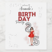 Gelukkige 25ste verjaardag, illustratie wijn etiket (Enkel label)