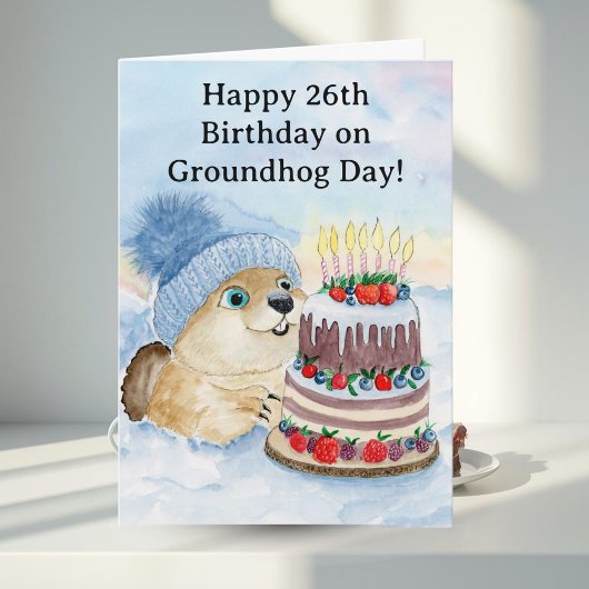 Gelukkige 26e Groundhog Day-verjaardag Kaart