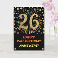 Gelukkige 26ste Verjaardag Zwart & Goud Regenboog 