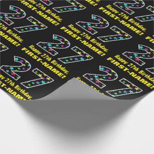 Gelukkige 27e verjaardag, Leuke kleurrijke sterren Cadeaupapier