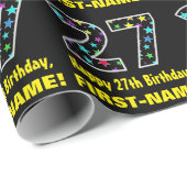 Gelukkige 27e verjaardag, Leuke kleurrijke sterren Cadeaupapier (Rol Hoek)