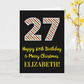 Gelukkige 27e Verjaardag & Vrolijk Kerstmis, Douan Kaart (Gele Bloem)