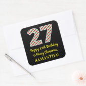 Gelukkige 27e Verjaardag & Vrolijk Kerstmis, Douan Vierkante Sticker (Envelop)