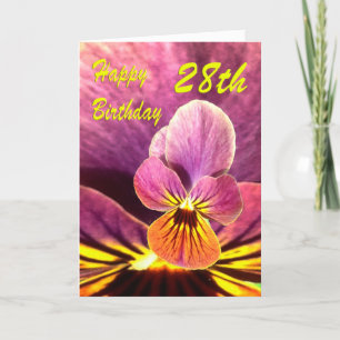 Gelukkige 28e verjaardag Bloem Pansy Kaart