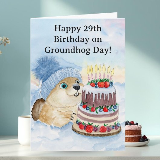  Gelukkige 29e Groundhog Day-verjaardag  Kaart