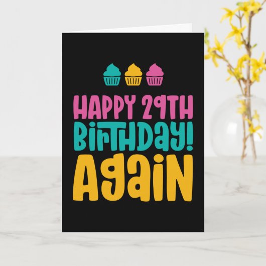 Gelukkige 29e verjaardag opnieuw Dertigheden grapp Kaart (Gele Bloem)