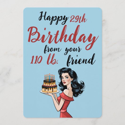 Gelukkige 29e verjaardag van je 110 lb vriend Grap (Voorkant)