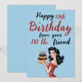 Gelukkige 29e verjaardag van je 110 lb vriend Grap Kaart (Voorkant / Achterkant)