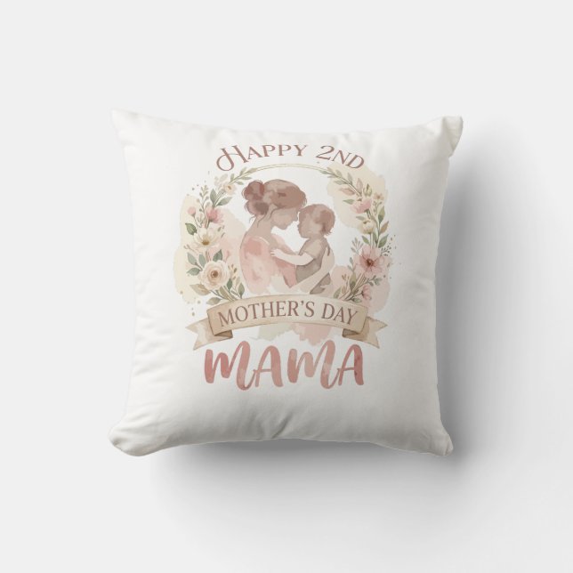 Gelukkige 2e Moederdag Mama voor Mannen Vrouwen Ki Kussen (Voorkant)