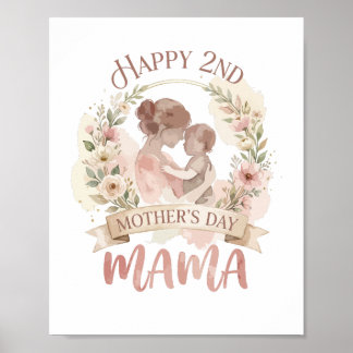 Gelukkige 2e Moederdag Mama voor Mannen Vrouwen Ki Poster