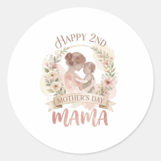 Gelukkige 2e Moederdag Mama voor Mannen Vrouwen Ki Ronde Sticker