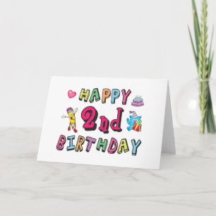 Gelukkige 2e verjaardag. 2 jaar verjaardag. kaart