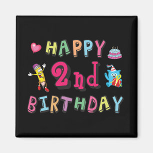 Gelukkige 2e verjaardag. 2 jaar verjaardag. magneet