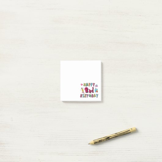 Gelukkige 2e verjaardag. 2 jaar verjaardag. post-it® notes (Op bureau)