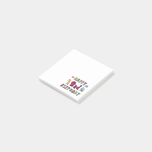 Gelukkige 2e verjaardag. 2 jaar verjaardag. post-it® notes (Schuin)