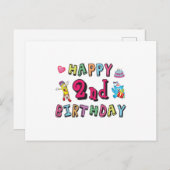 Gelukkige 2e verjaardag 2 jaar verjaardagsverrassi briefkaart (Voorkant / Achterkant)