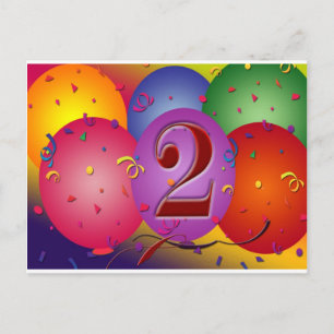 Gelukkige 2e verjaardag ballonnen briefkaart