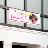 Gelukkige 2e verjaardag buntings cirkel foto banne spandoek (Buitenkant Gebouw)