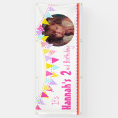 Gelukkige 2e verjaardag buntings cirkel foto banne spandoek (Verticaal)