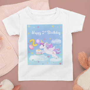Gelukkige 2e Verjaardag Eenhoorn met Verjaardagsta T-shirt
