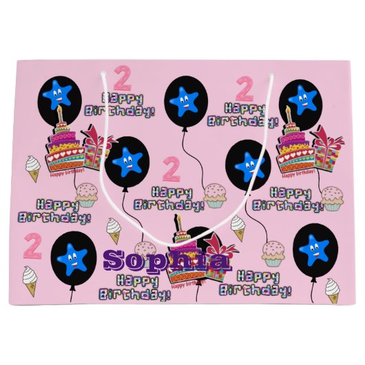 Gelukkige 2e verjaardag geschenk tas #2 verjaardag groot cadeauzakje (Voorkant)