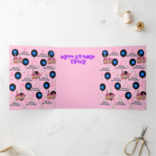 Gelukkige 2e Verjaardag Kaart, #2 Verjaardag Roze Drieluik Kaart