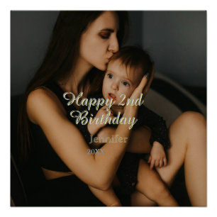 Gelukkige 2e verjaardag kinderen baby moeder geel  perfect poster