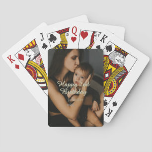 Gelukkige 2e verjaardag kinderen baby moeder geel pokerkaarten