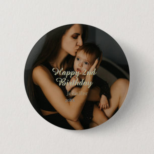 Gelukkige 2e verjaardag kinderen baby moeder geel ronde button 5,7 cm