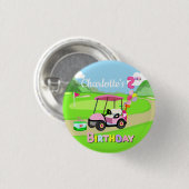 Gelukkige 2e Verjaardag Polka Dot Pink Girly Golf Ronde Button 3,2 Cm (Voorkant /achterkant)