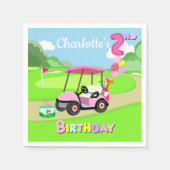 Gelukkige 2e Verjaardag Polka Dot Pink Girly Golf Servet (Voorkant)