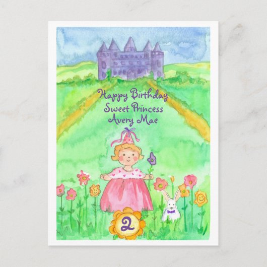 Gelukkige 2e verjaardag Princess Castle Briefkaart (Voorkant)