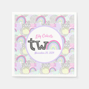 Gelukkige 2e verjaardag Rainbow 90's Baby Girl's P Servet
