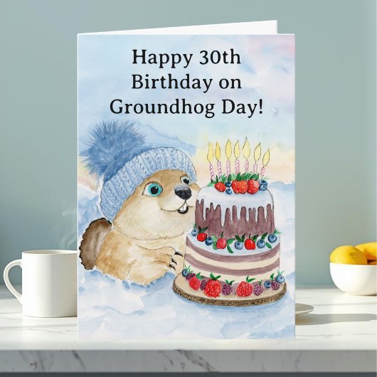 Gelukkige 30e Groundhog Day-verjaardag Kaart