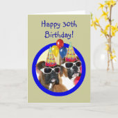 Gelukkige 30e verjaardag Boxer Dogs Kaart (Gele Bloem)
