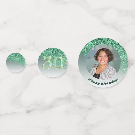 Gelukkige 30e verjaardag Chic Falling Green Glitte Confetti (Voorkanten)