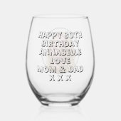 Gelukkige 30e Verjaardag Dochter Naam & Foto Wijnglas Zonder Voet (Voorkant)
